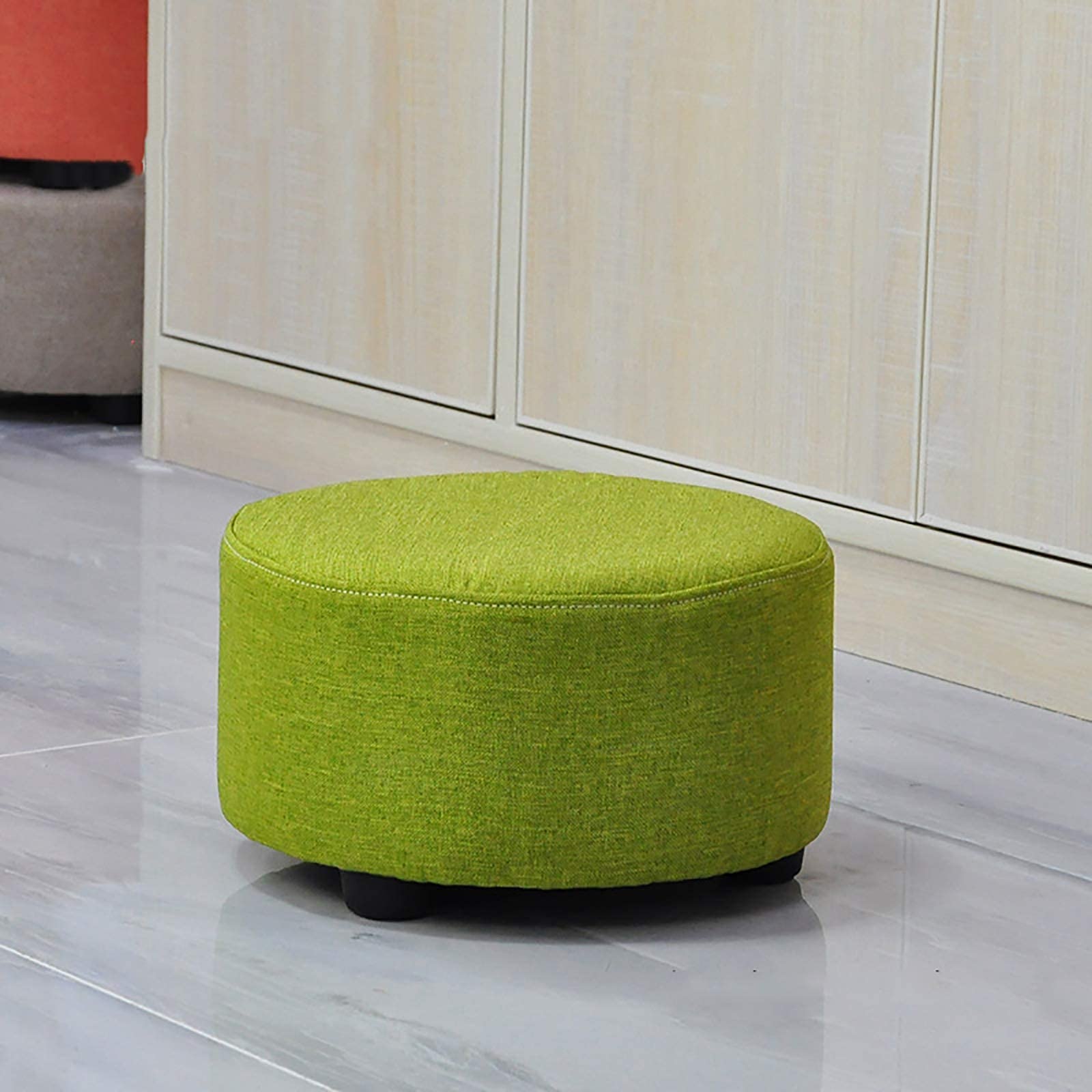 Pouf en tissu de salon avec pieds en bois massif premium vert