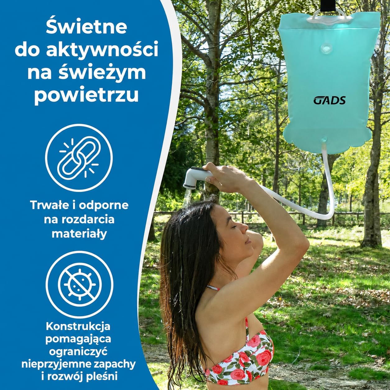 Przenośna stacja mycia włosów 2,5 gal z workiem i miską do łóżka, Niebieski | Lekka i kompaktowa konstrukcja do domu i podróży, łatwa do przenoszenia, rozkładania oraz wygodnego przechowywania po użyciu.
