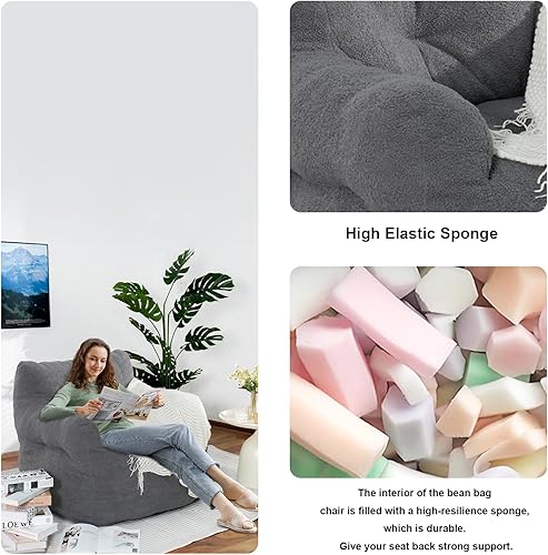 Miniatura 8 de DKLGG Puf para adultos, puf gigante con relleno incluido, de piel sintética, sofá de espuma viscoelástica, con reposabrazos para sala de estar,