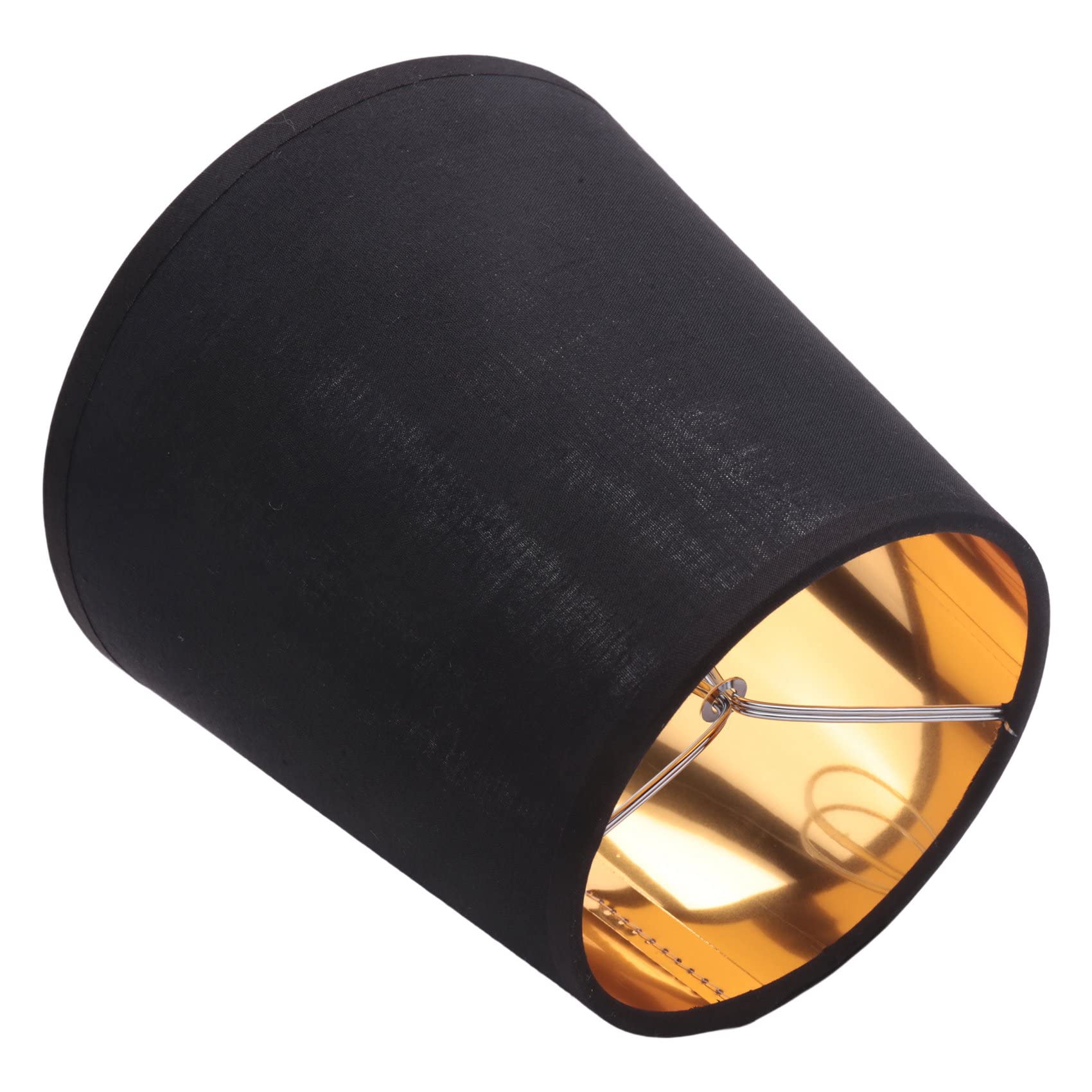 Pvcqjkd Black Lamp Shades with Gold Lining Clip on Light Shades Candle Chandelier Lampshades, Set of 6, Black& Inner Gold - Image 4