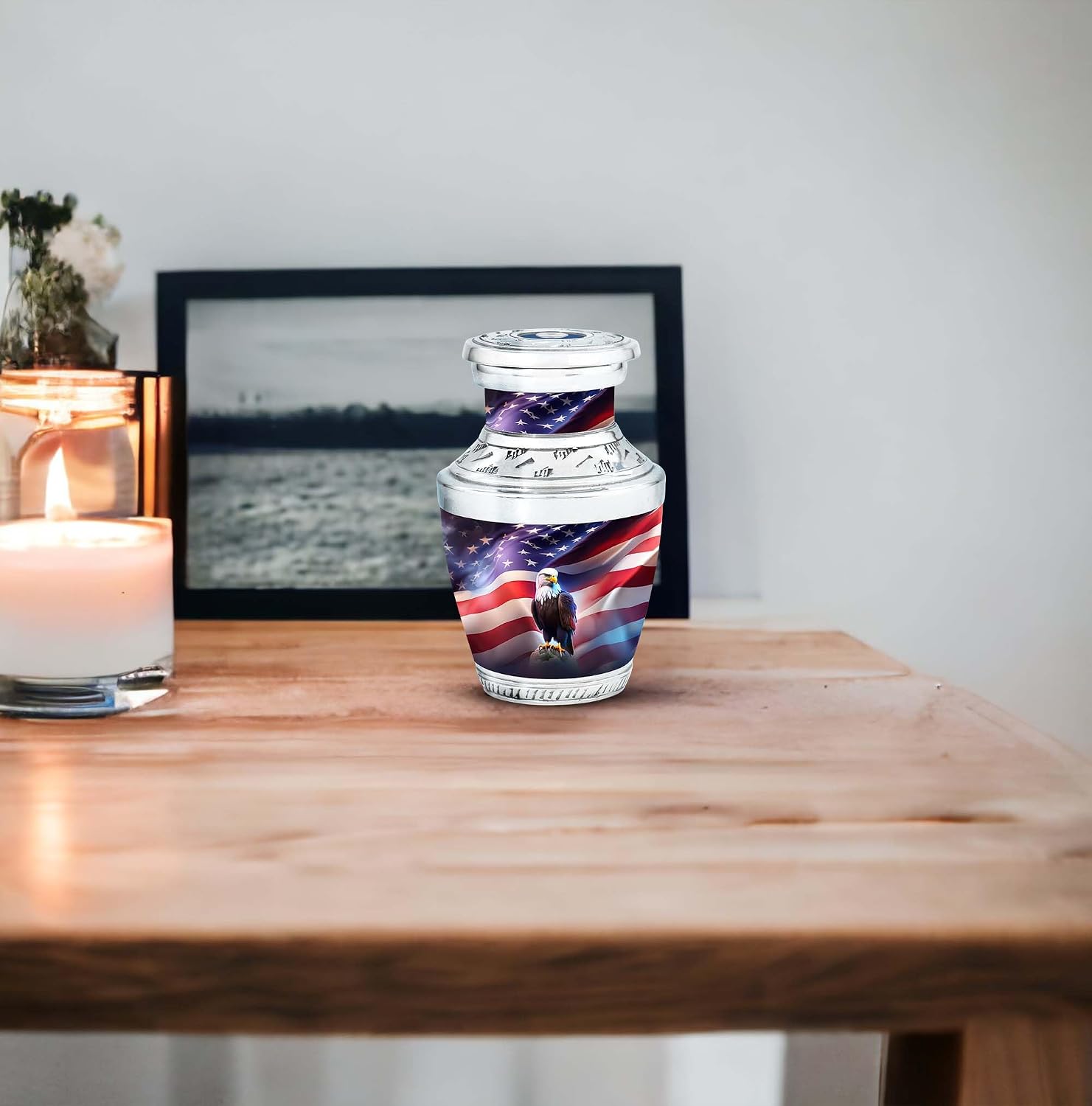 Pride and Glory: The American Bald Eagle, Set of 2 Cremation Keepsake Urns, Decorative Funeral, Mini Keepsake Urns for Human Ashes, Funeral Urns Small 3''