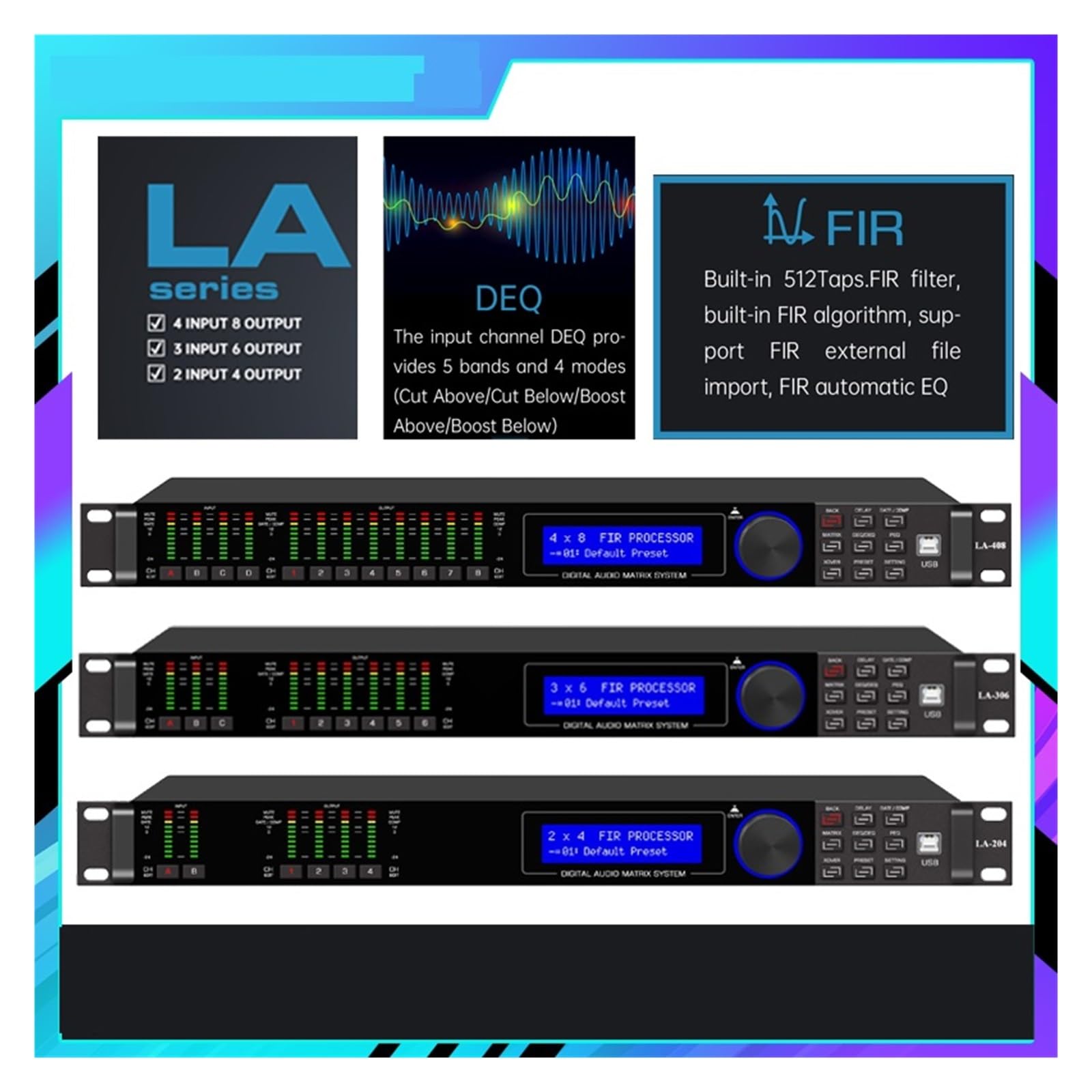 Digitaler Audioprozessor 192 kHz, Professioneller 64-Bit-Audioprozessor Mit Tannenlautsprecher-Managementsystem(2 in 4 Out)