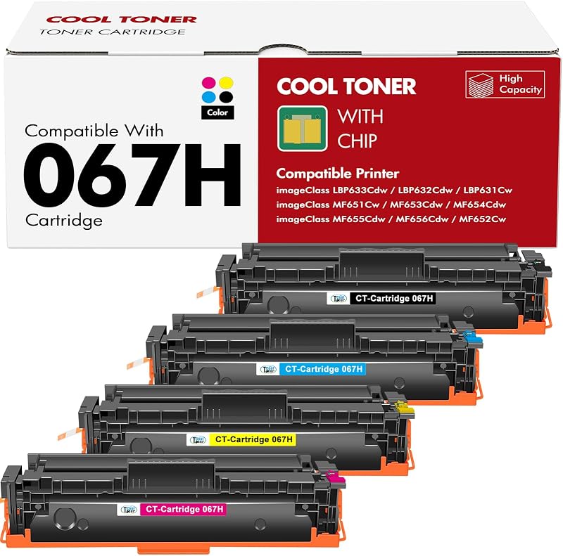 067H 067 Juego de cartuchos de tóner MF654CDW MF656CDW MF650C Tinta de alto rendimiento | Compatible con impresora Canon Color ImageCLASS LBP632CDW MF655CDW MF653CDW LBP633CDW LBP630C MF652Cdw MF651Cw LBP631Cw, paquete de 4