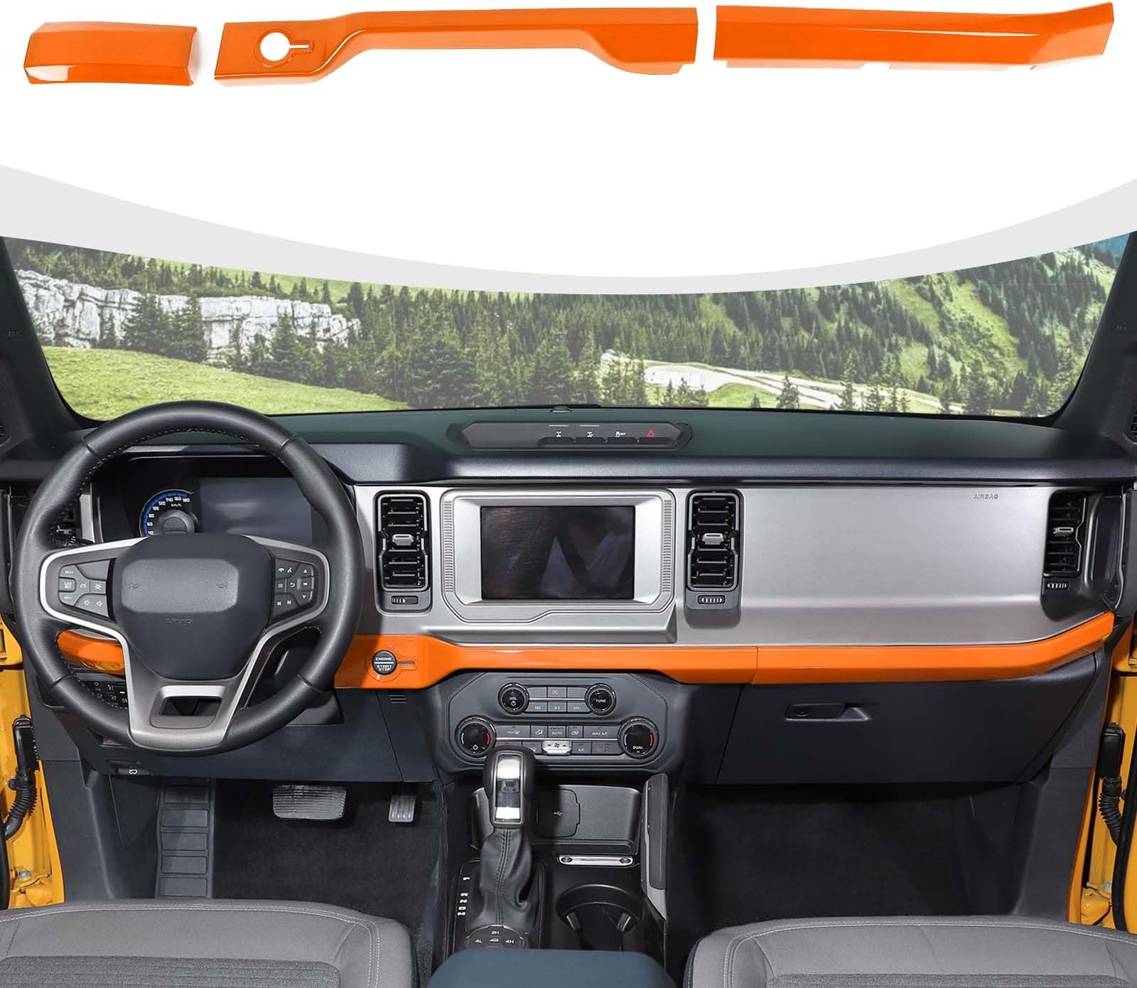 RAZPOY for Bronco Dash Panel Cover, Center Console Dashboard Trim Compatible with 2021-2023 Ford Bronco Interior Accessories, Orange