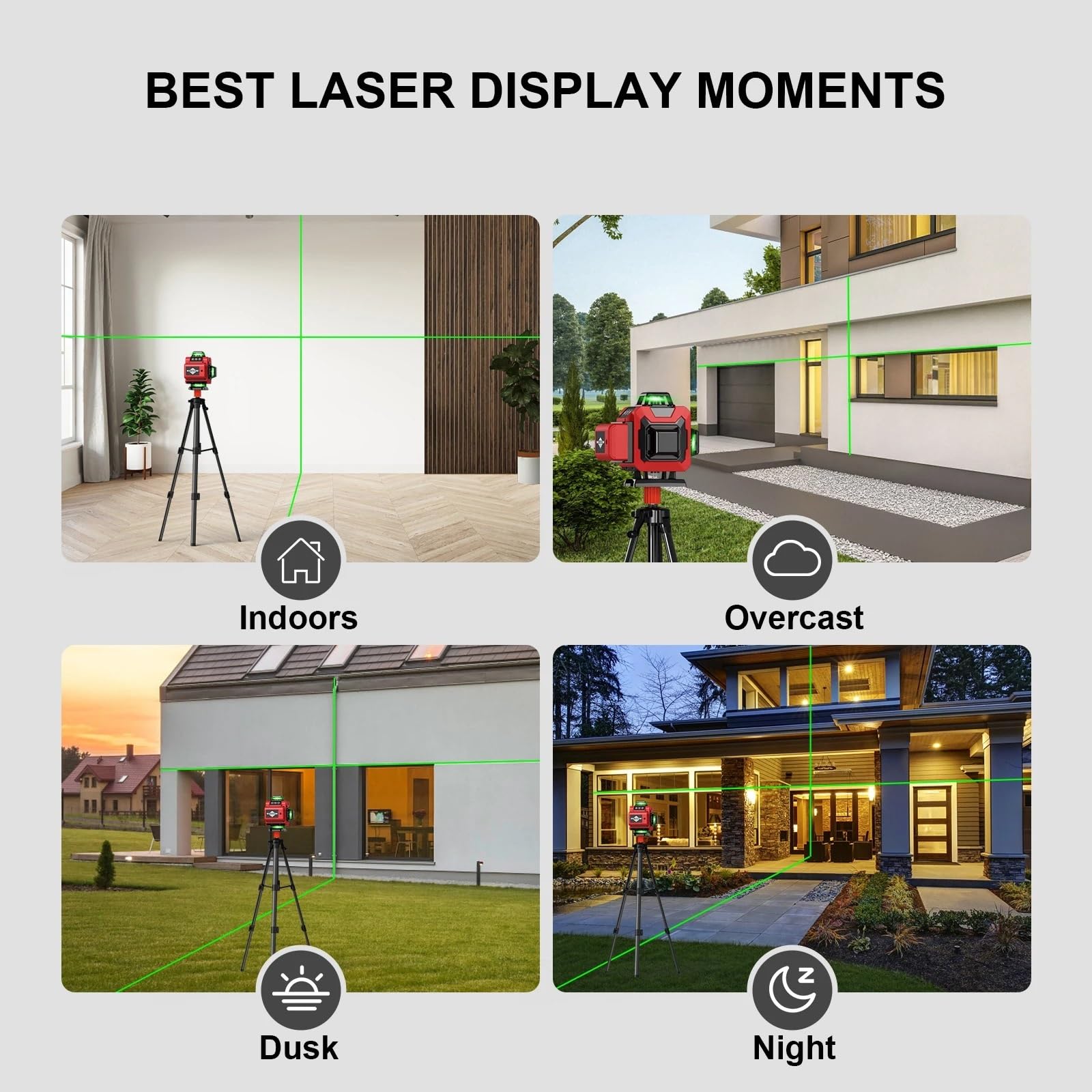 Dalmierz laserowy, Poziomice Laserowe 12 Linii 360° Samopoziomujące Poziome I Pionowe Zielone Światło Profesjonalna Poziomica