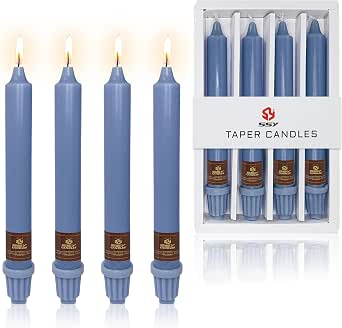 Blue Odorless Taper Candles - 7 Inch Smokeless Unscented Candlesticks For Dinner, Weddings & Holiday Decor - View #4