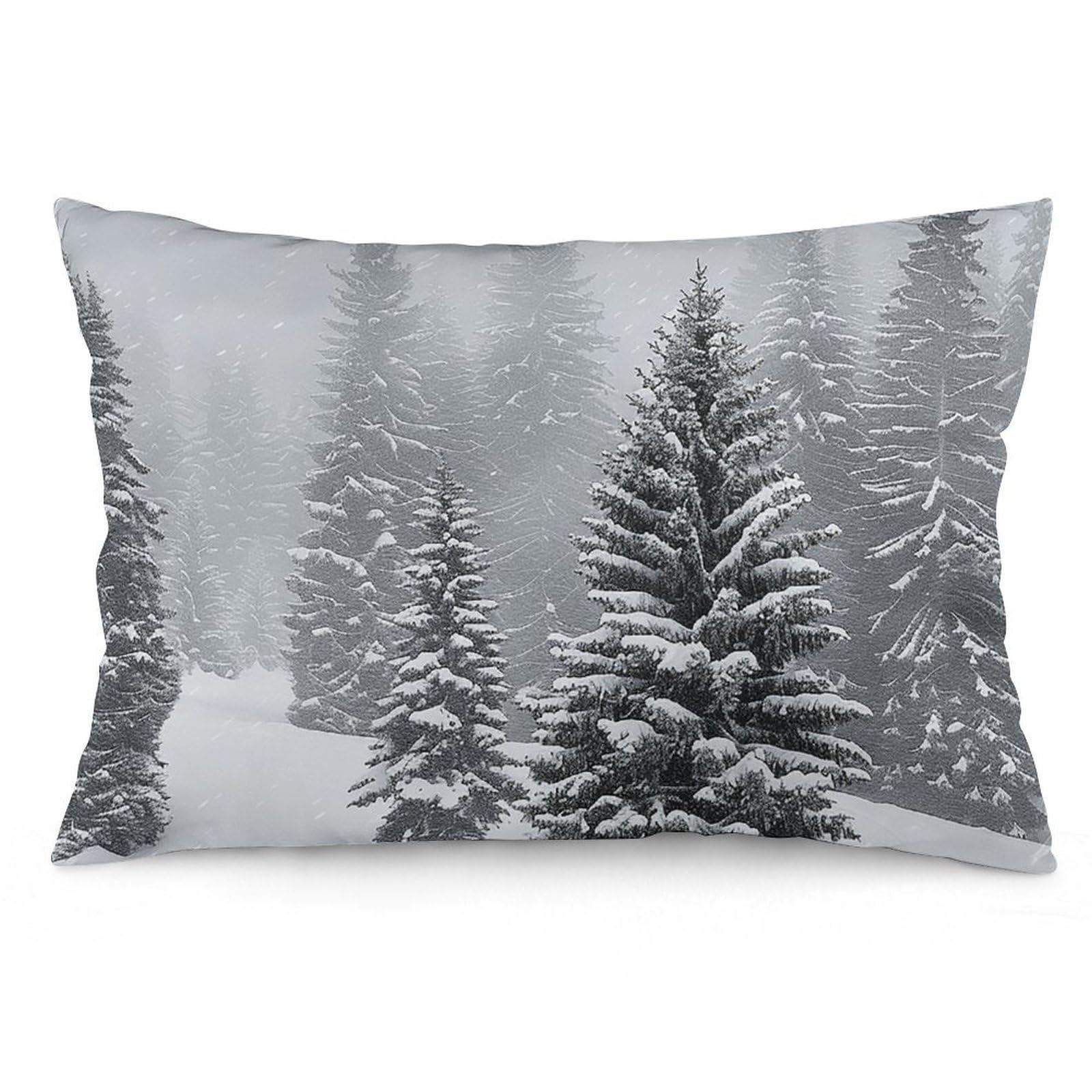 NONHAI 2 Pack Pillow Cases for Hair and Skin, Soft Breathable Pillow Case Covers with Hidden Zipper, Snow and Pine Trees Pillowcase 12 "x20 Pillow Covers for Sleeping Gift