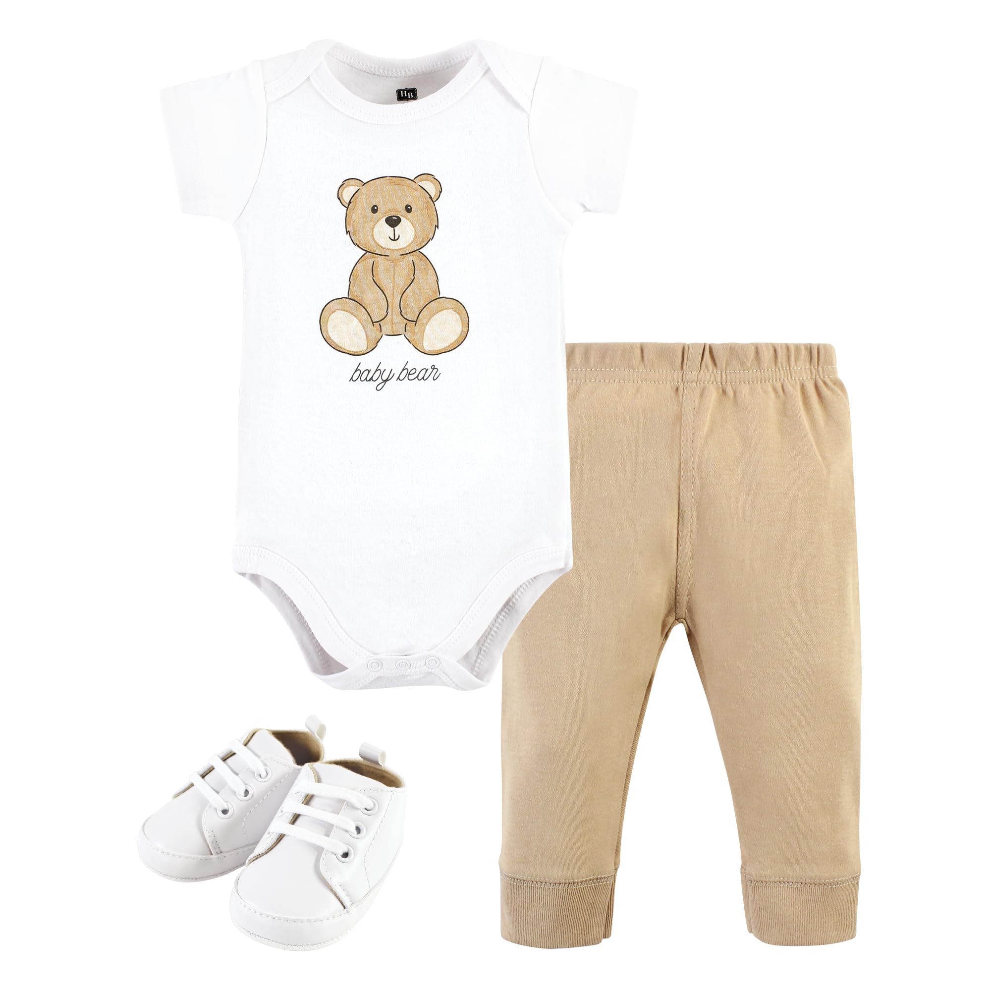 Hudson Baby Unisex Baby Cotton Bodysuit, Pant and Shoe Set