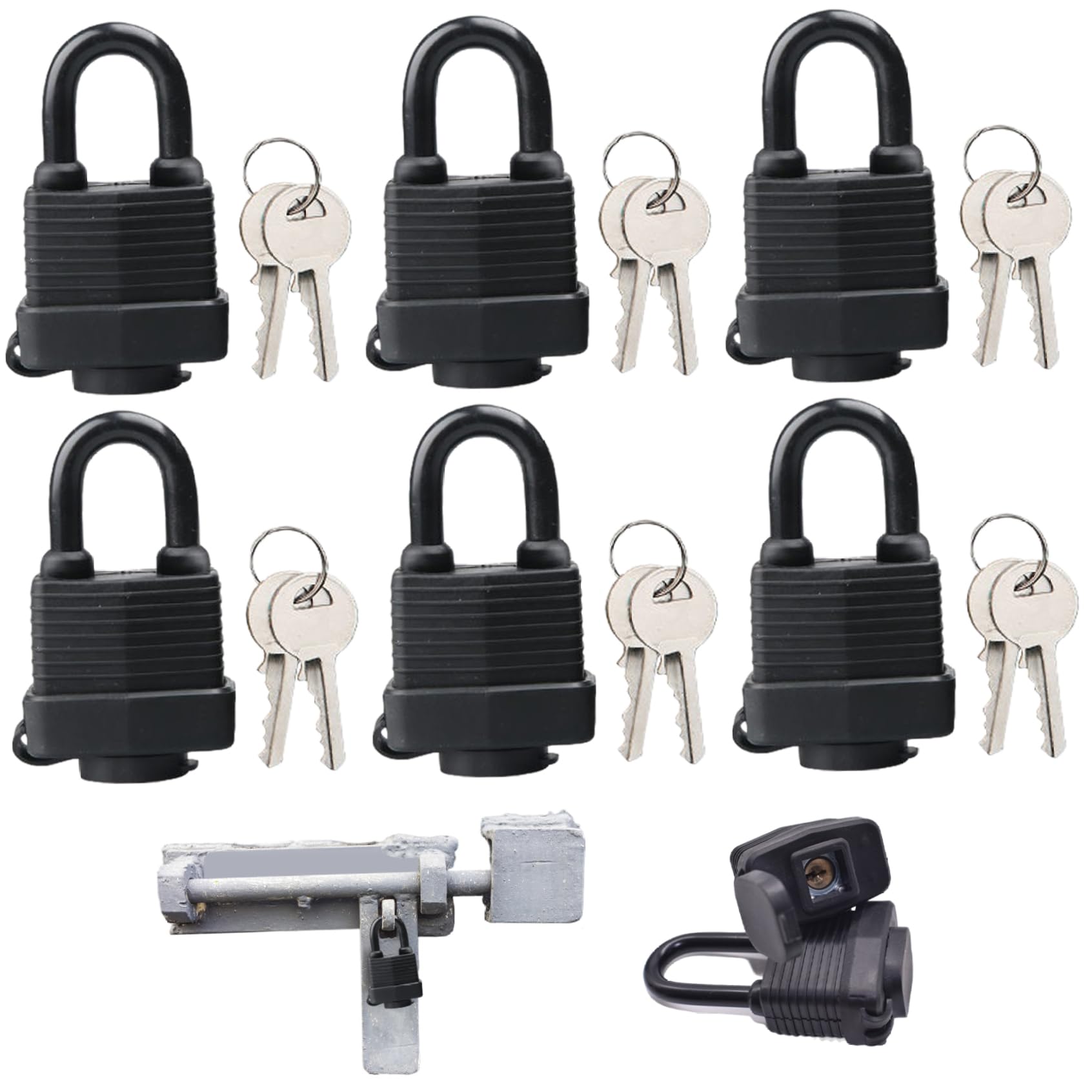 Lucchetti con chiave uguale da 6 pezzi, lucchetti di sicurezza esterni resistenti alle intemperie, set di grimaldelli di sicurezza per scuola, armadietto della palestra, garage, capannone, recin