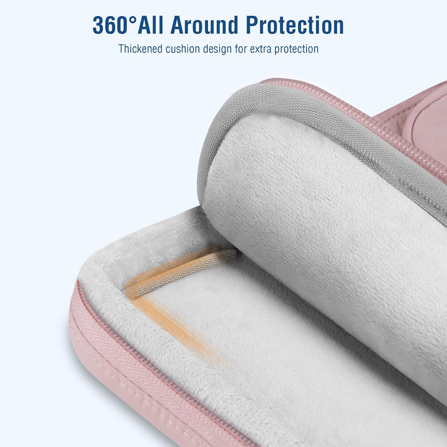 MOSISO 360 Protective Laptop Case 13.3 inch, 13-14 inch Laptop Sleeve Compatible with MacBook Air 13.6/Pro 13/Pro 14,HP Dell ASUS Lenovo, Parallelogram Quilted Bag with Raised&Horizontal Pockets, Pink - Image 4