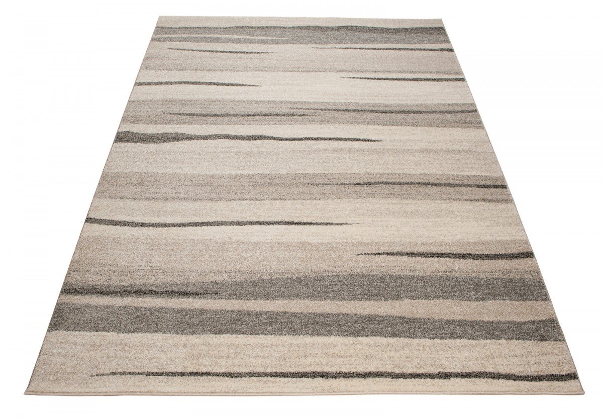 Tapiso Dywan Sari do salonu, krótkie runo, nowoczesny, beżowy wzór w paski, melanż, sypialnia, Ökotex 220 x 320 cm