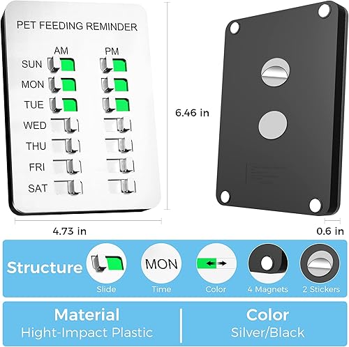 Miniatura 5 de Recordatorio magnético de alimentación para perros con calcomanía, accesorios para perros, letreros diarios de AMPM cada semana, te ayuda a rastrear