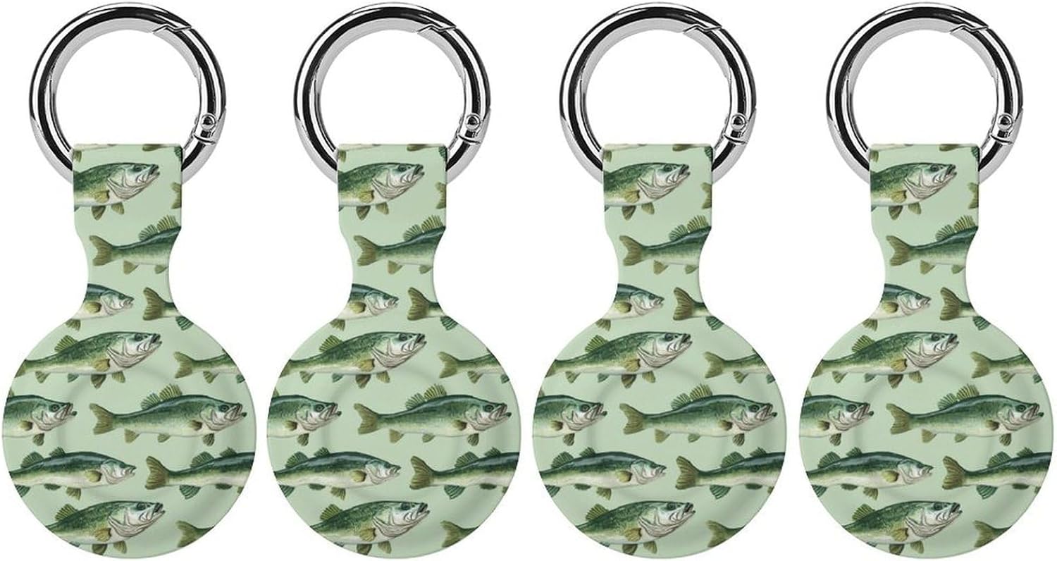 Bass Fish Funny Cover Compatible with AirTag Case Protector GPS Tracker Holder with Keychain