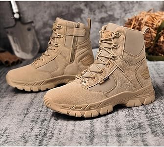 Amazon | [GHSDQ] メンズ カーキ色 ショートブーツ アウトドアシューズ