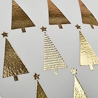 Vista 2 de JWH Fundas de almohada decorativas de árboles dorados de Navidad, con estampado de estrellas, funda de almohada de terciopelo para vacaciones