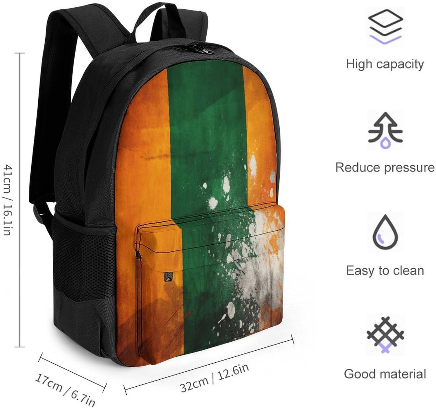Orange And Green Pattern Backpack Daypack Travel Backpack | Lightweight Casual Laptop Backpack for Women Men Aesthetic Travel Bag for Weekender Business Hiking Outdoor
