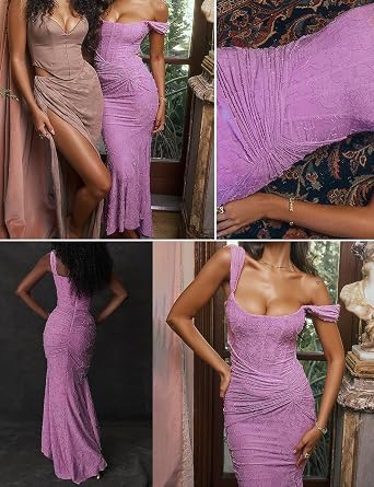 Elegant Lace Bodycon Fishtail Dress Fishbone Dress Shoulder Strap Ruched Midi Dress for Women
