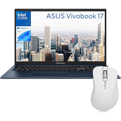 ASUS Vivobook 17 Laptop, 17.3'' FHD Display, Intel Core i3-1215U, 20GB RAM, 1TB PCle SSD, Webcam, Touchpad, HDMI, Wi-Fi, Bluetooth, Windows 11 Home, Blue, Bundle with Thunderobot ML101 Wireless Mouse