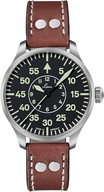 Laco Fliegeruhr, Automatikuhr, Edelstahlgeh use, Saphirglas, 5 bar, Made in Germany