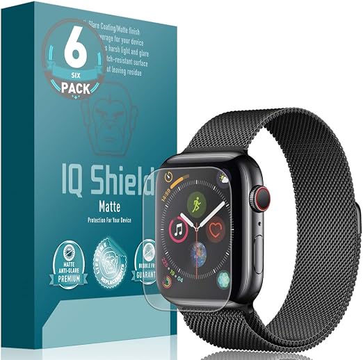 IQ Shield Matte Screen Protector Compatible with Apple Watch Series 4  (44mm)(Max Coverage)(6-Pack) Anti-Glare Anti-Bubble Film : Cell Phones \u0026  Accessories