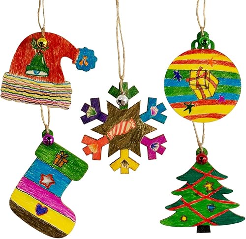 Miniatura 9 de Anditoy 60 piezas de rebanadas de madera de Halloween sin terminar colgantes adornos de madera de Halloween manualidades para niños, decoración de