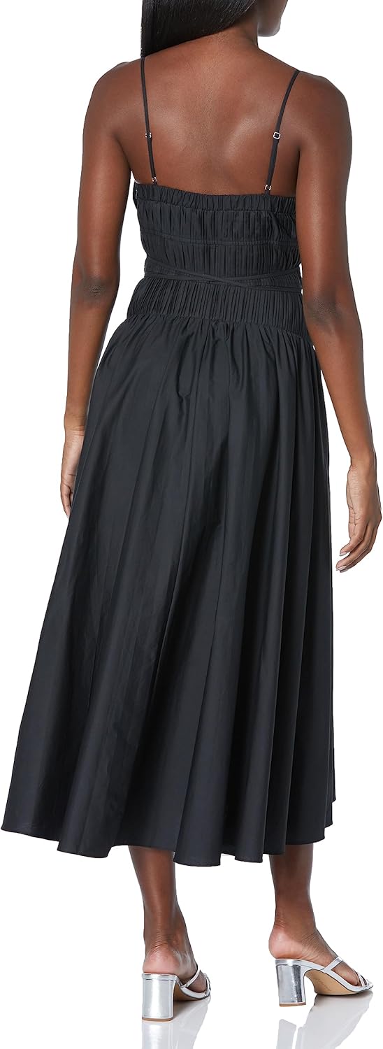 Moon River Womens Halter Shirred Mesh Bustier Midi Dress - Image 2