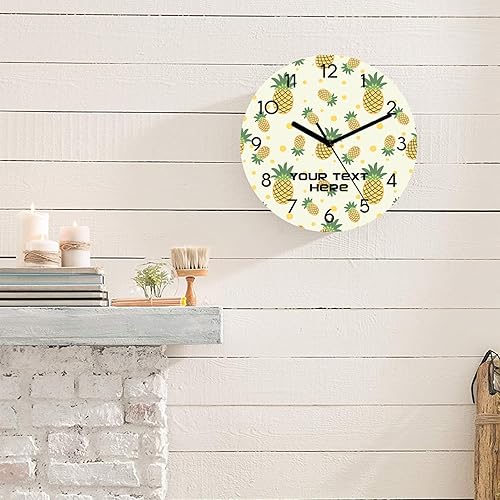 Miniatura 3 de Pineapples - Reloj de pared redondo personalizado, fácil de leer, analógico, rústico, funciona con pilas, silencioso, sin tictac, novedoso para