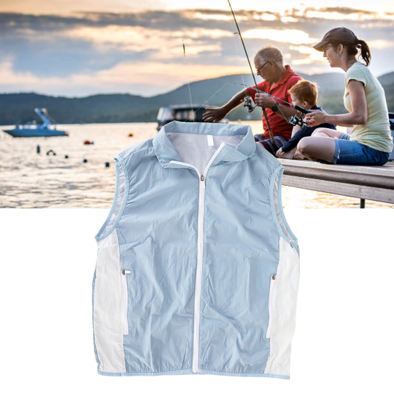 Gilet de Refroidissement Veste pour Vitesse été Gilet Ventilateur Climatisation Costume sans Manches Bleu Trousses de Premiers Secours (XL)
