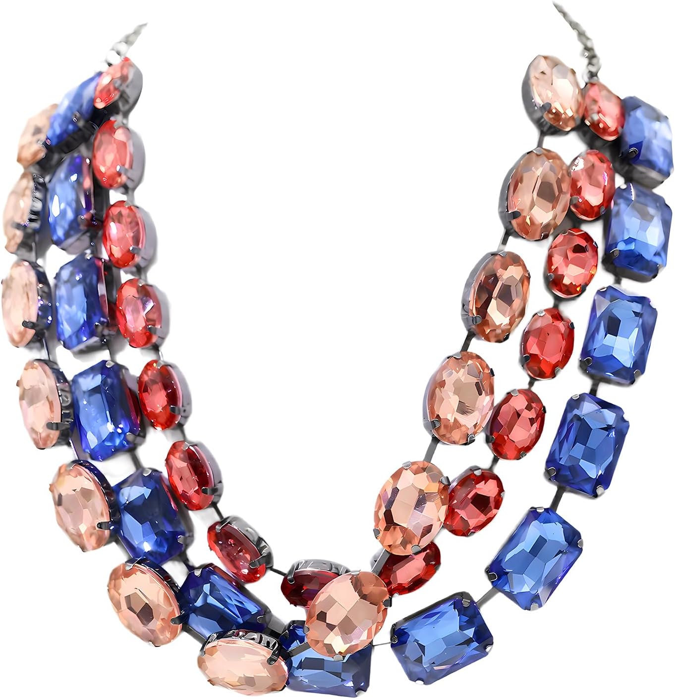 Chunky Layered Crystal Rhinestone Choker Collar Necklace for Women Sparkly Colored Neck Chain Statement Necklaces jewelry Party