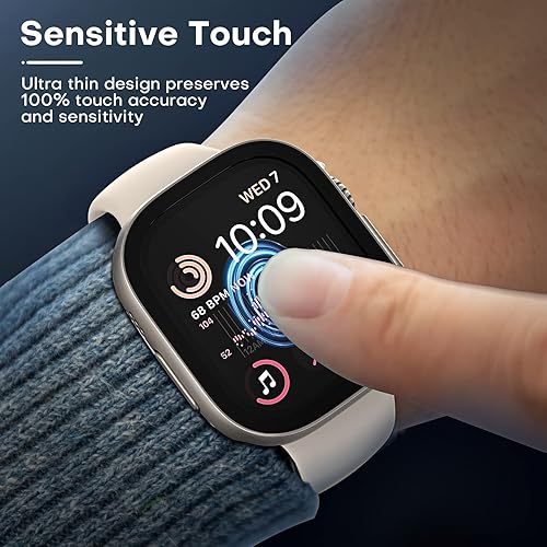 Miniatura 5 de TAURI Juego de 2 fundas rígidas diseñadas para Apple Watch Ultra de 49mm con protector de pantalla de vidrio templado 9H, sensible al tacto
