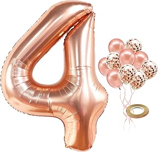 KatchOn, Giant Rose Gold 4 Balloon - 40 Inch | Rose Gold Number 4 Balloon Number for 4th Birthday Decorations Girl | 4 Year Old Birthday Decorations | Rose Gold 4 Balloon Number | 4 Rose Gold Balloon