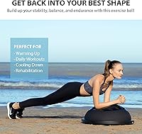 Vista 7 de ZELUS Bola de equilibrio de 25 pulgadas Media pelota inflable de ejercicio de 660 libras con base antideslizante Equipo de entrenamiento