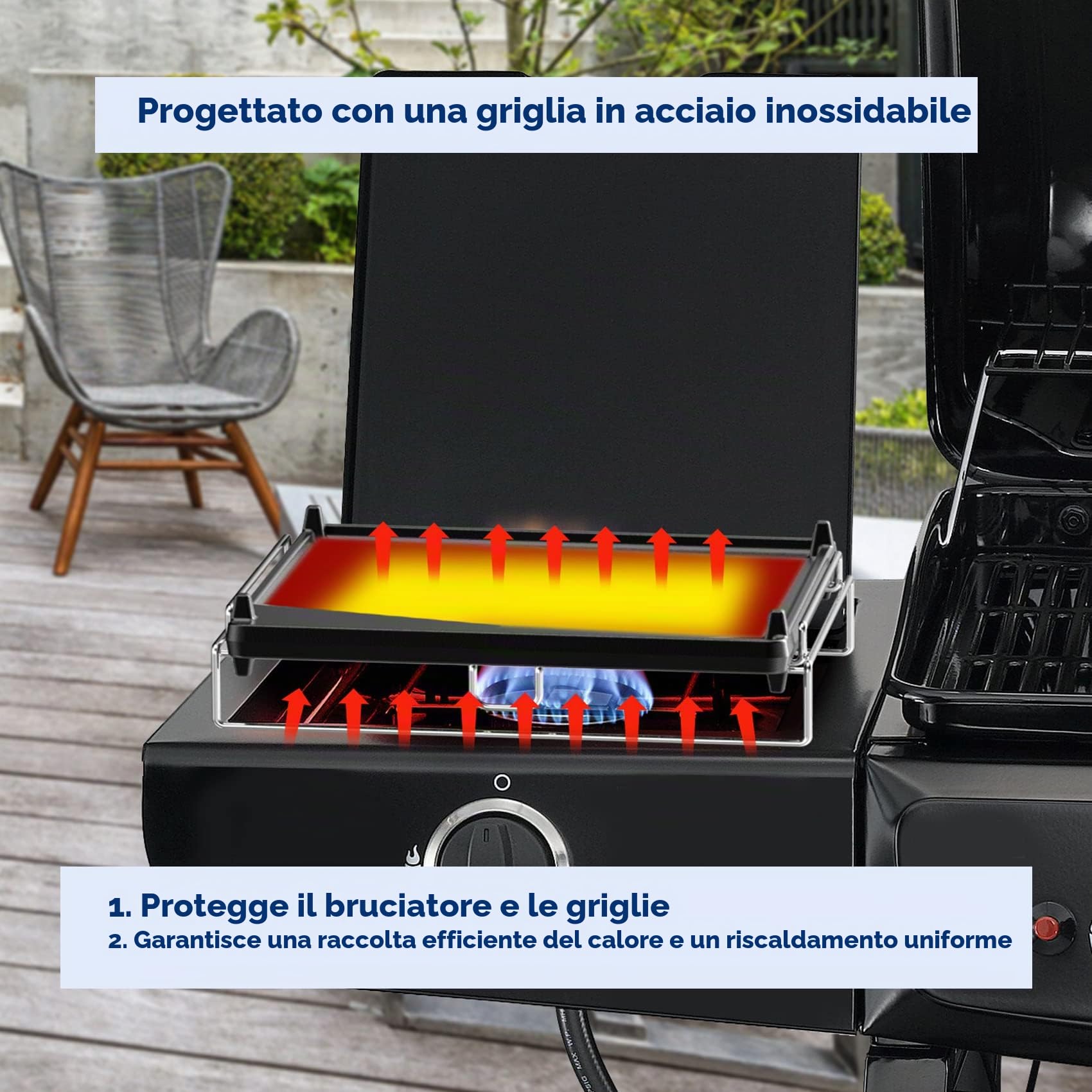 onlyfire Piastra per Barbecue con Fornello Laterale in Ghisa, Piastra per Barbecue a Doppia Faccia, con Telaio in Acciaio Inox Rimovibile, Universale per Quasi Tutte Le Griglie a Gas