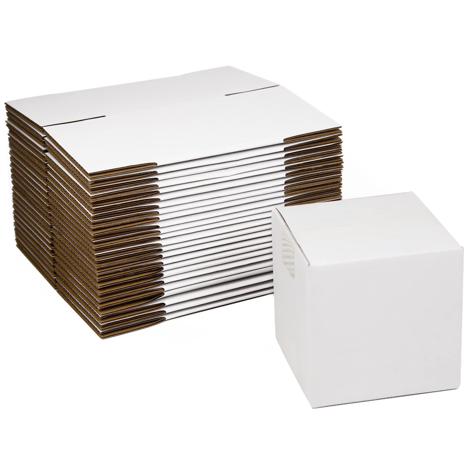 SUNLPH Białe pudełka wysyłkowe 15 x 12 x 12 cm małe pudełka z tektury falistej, 25 szt