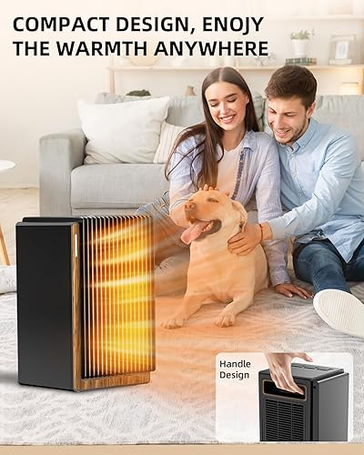 Miniatura 8 de Calentador de espacio, calentador eléctrico portátil, calentador pequeño de cerámica PTC de 1200 W con 2 modos de temperatura, ajustes de