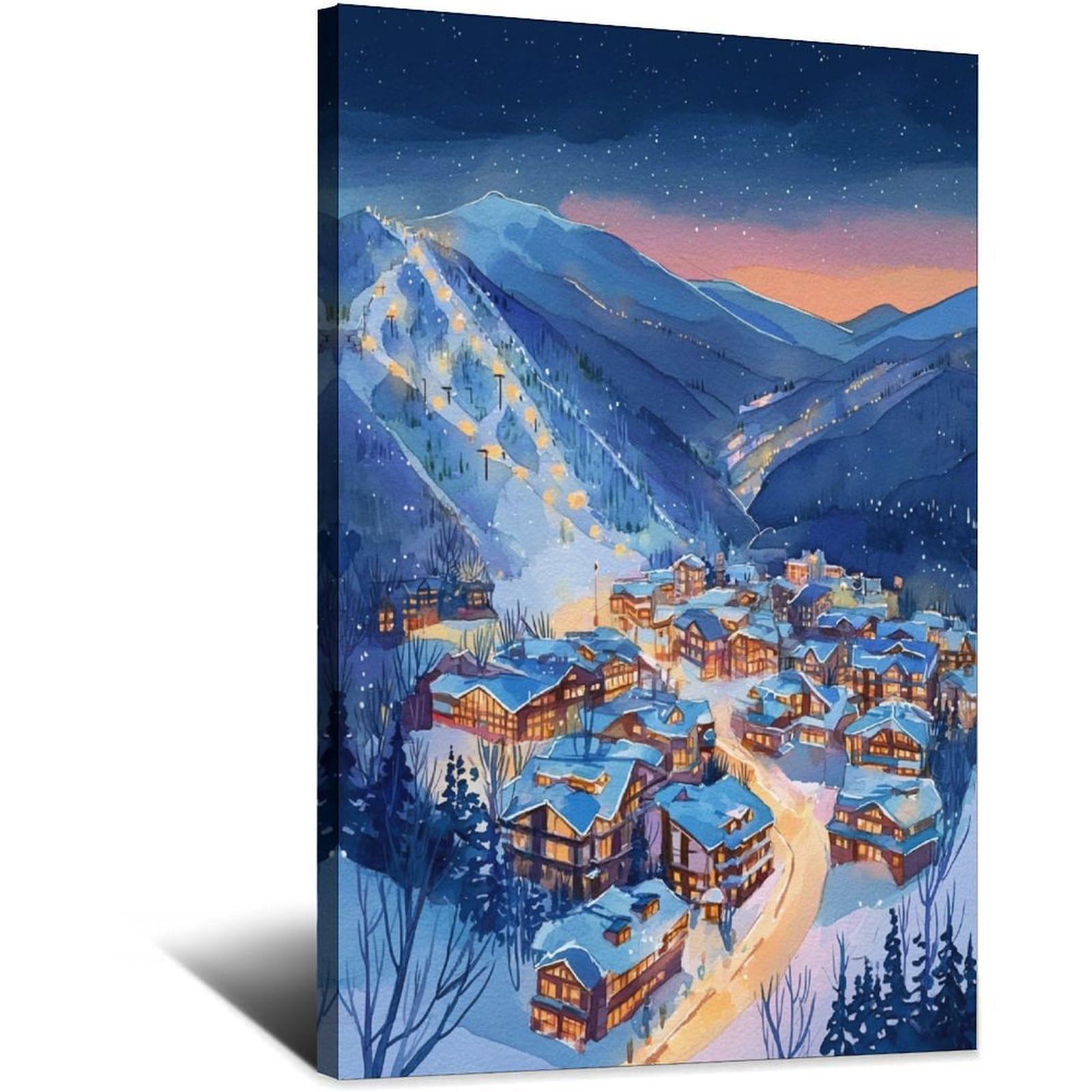 CFXNGA Aspen Ski Posters 20x30inch(50x75cm) Vintage Watercolor Canvas Art