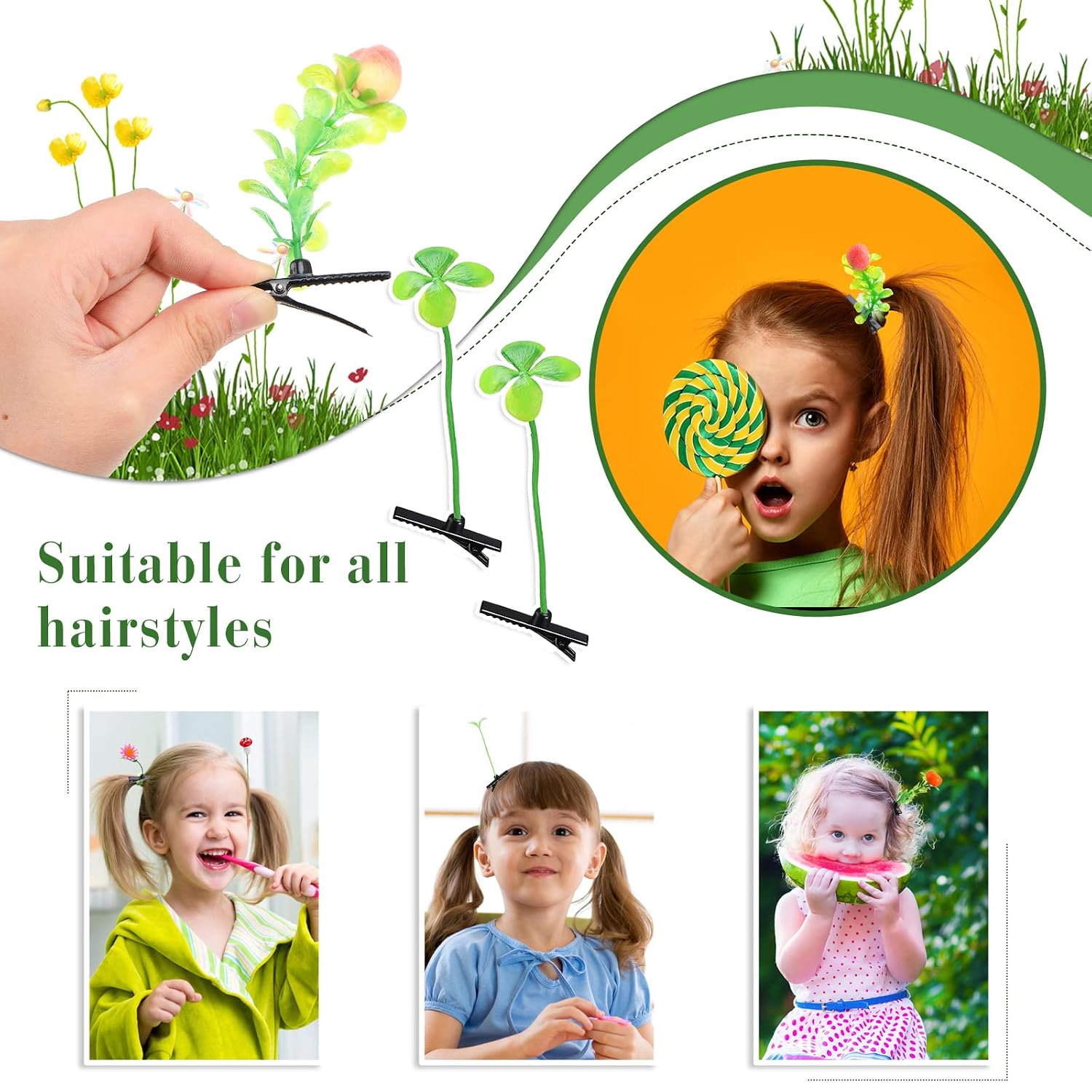 30 Pcs Mixed Style Hair Clips for Women & Girls - Bean Sprout, Flower, Grass, Butterfly Hairpins & Barrettes - Great for School, Home, Party, Christmas thumbnail