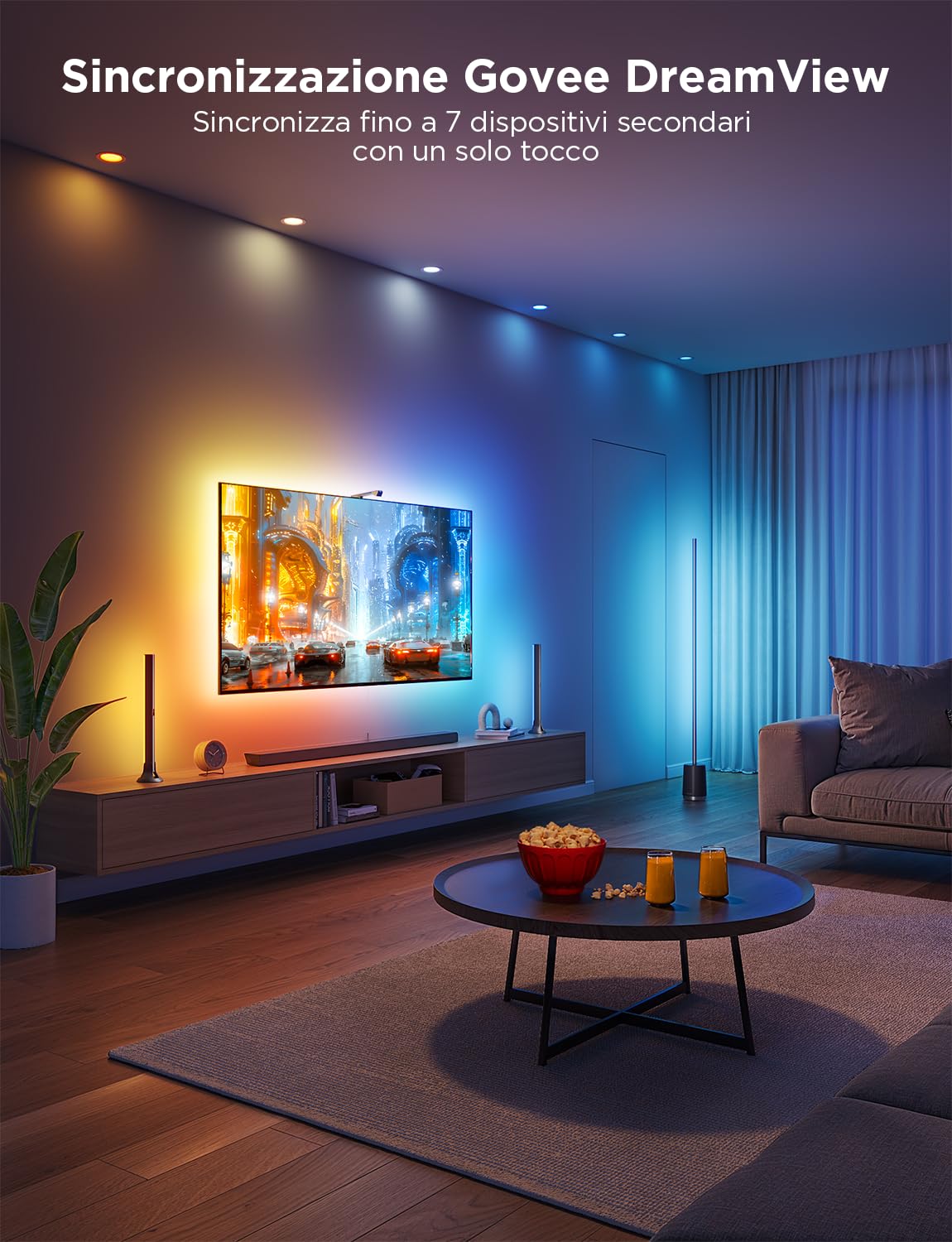 Govee TV Backlight 3 Lite per TV da 55-65 pollici, 16 milioni di colori | Striscia LED RGBIC da 3,6 m con telecamera, barra luminosa intelligente da 15 pollici, compatibile con Alexa e Google Home