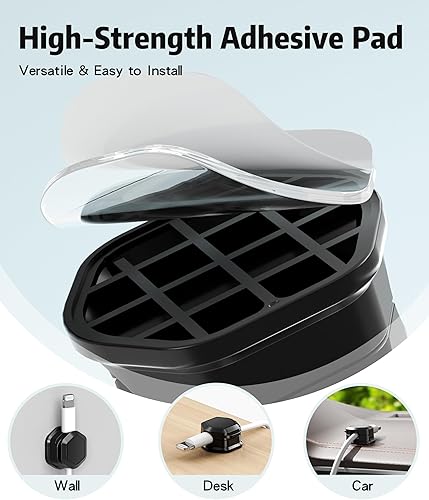 Miniatura 4 de 8 Pack de clips magnéticos para cables Organizador de cables - Soporte adhesivo para cables, Organizador de cables debajo del escritorio, soporte