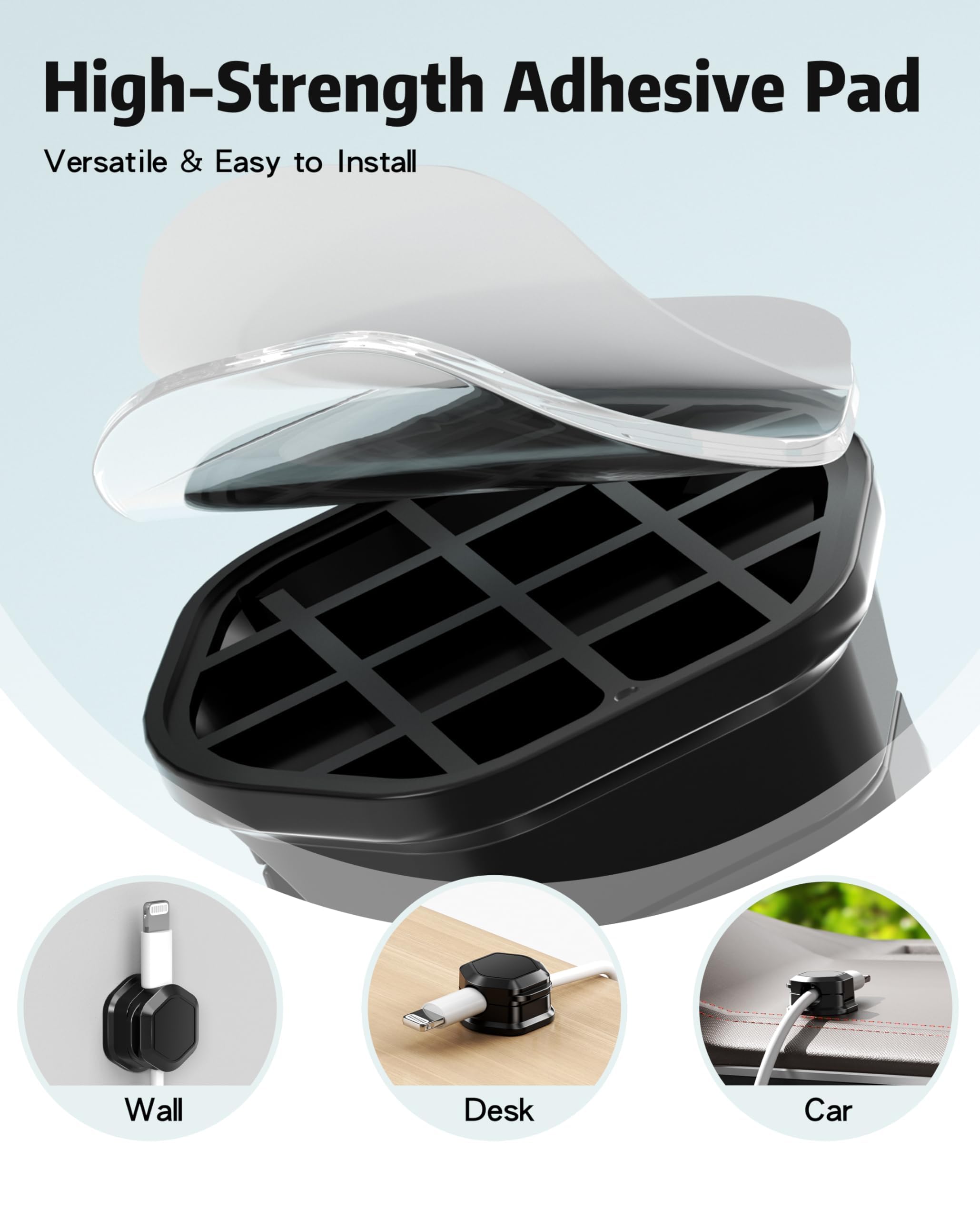 Confezione da 8 clip magnetiche per cavi, organizer per cavi, supporto adesivo per cavi sotto la scrivania, per casa, ufficio, scrivania, telefono, auto, scrivania, comodino, armadio