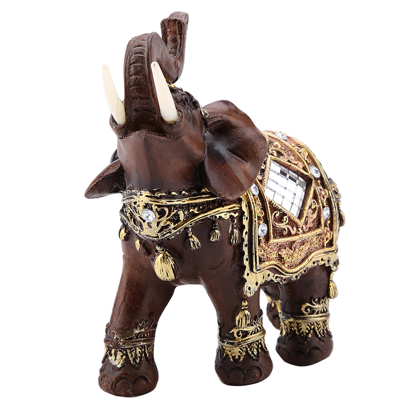 Hilitand 1 Pcs Lucky Wealth Elephant Statue Sculpture Feng Shui Wood Grain Home Desktop Decoration (Large)