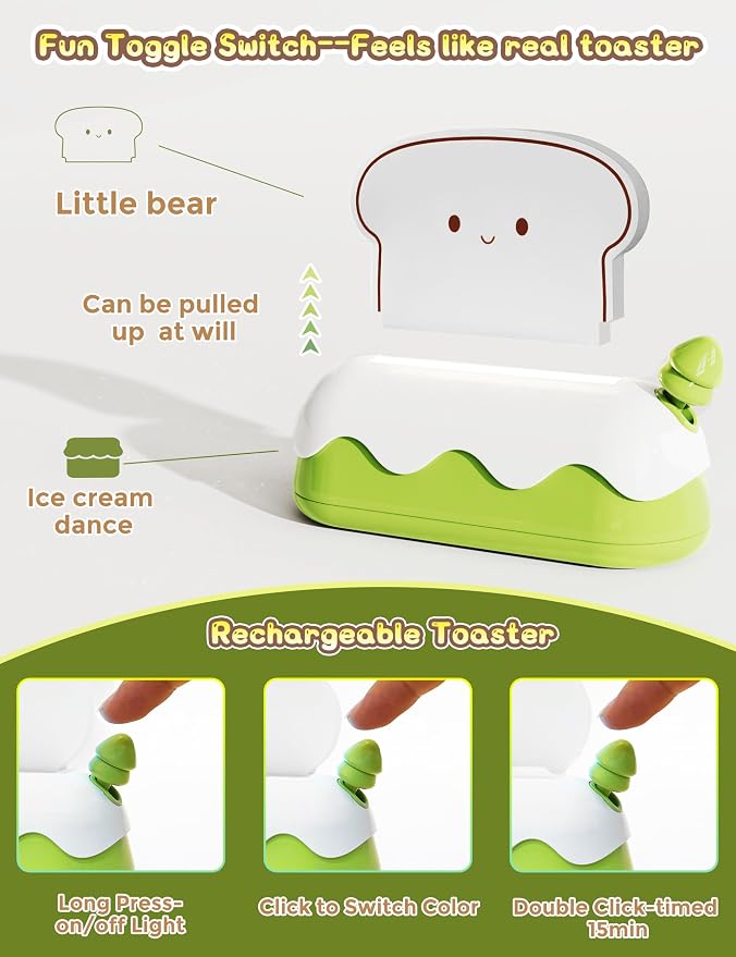 Lámpara divertida con diseño de tostadora y luz LED miniatura 4