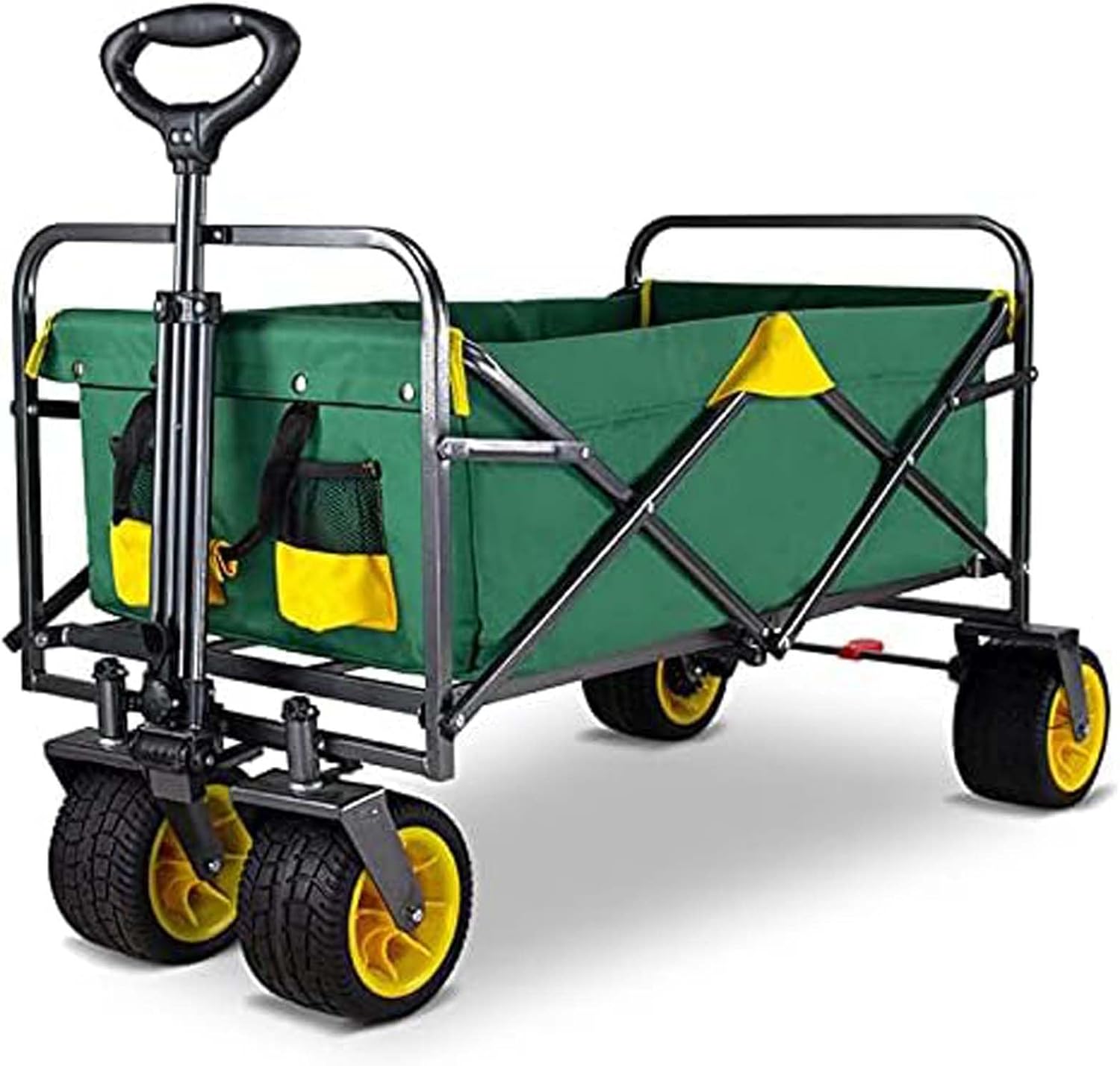 Collapsible Folding Wagon, Folding Camping Wagon,Collapsible Beach Garden Trolley,Cart Heavy Duty,92L Large Capacity,Suitable for Garden and Outdoor Camping (A)