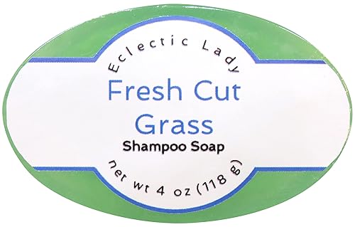 Eclectic Lady - Barra de jabón de champú de hierba recién cortada con aceite de argán puro, proteína de seda, proteína de miel y extractos de flor