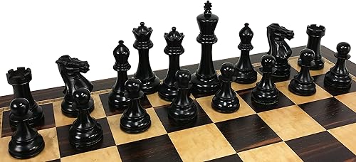 Miniatura 6 de HPL Acacia and Black - Juego de ajedrez para hombre con tablero de arce de ébano y pajarito de 20 pulgadas, tamaño King Double Queens de Acacia and