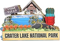 Vista 1 de Imán del parque nacional del lago del cráter de los E.E.U.U. Imán del refrigerador de madera 3D monumentos de viaje coleccionables, decoración hecha
