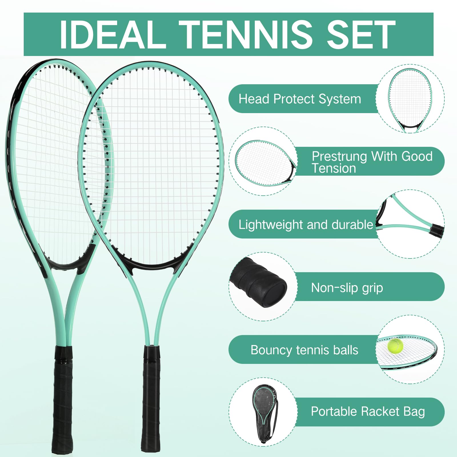 Snapklik.com : Motionchic 4 Pcs Tennis Rackets For Adult Recreational 4 ...