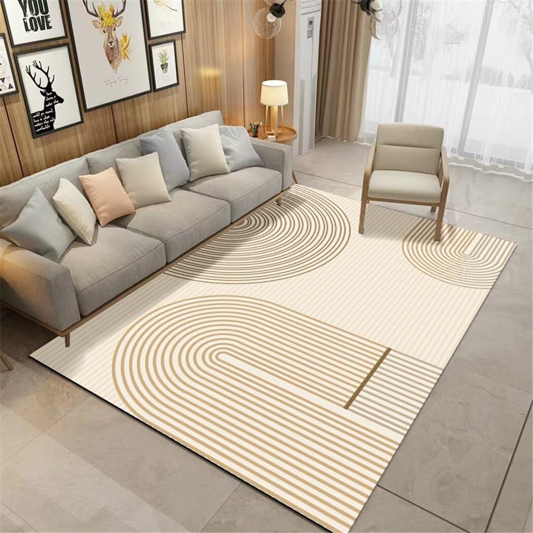Alfombra decorativa de línea para habitación infantil en tono crema 200X250