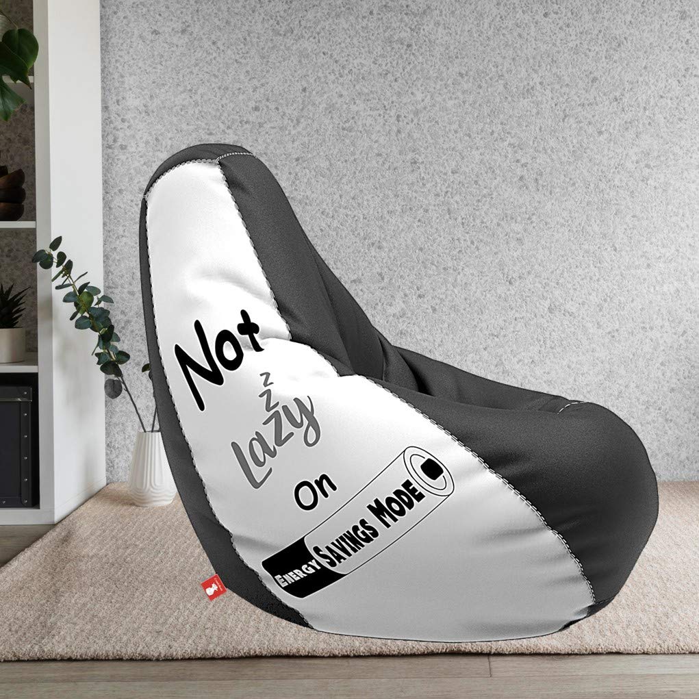 Buy ComfyBean Bag-XXXL Designer Lazzy-Printed Bean Bag Filled with Beans-Size  - XXXL-Not Lazy - Black White Online at desertcartKUWAIT
