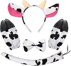 5pcs Cow Costume, Cow Headband with Ears Bow Tie Gloves Cow Tail, Cow Costume Transvestments Accessories, Animal Costumes Children Adult for Halloween Carnival Cosplay Party